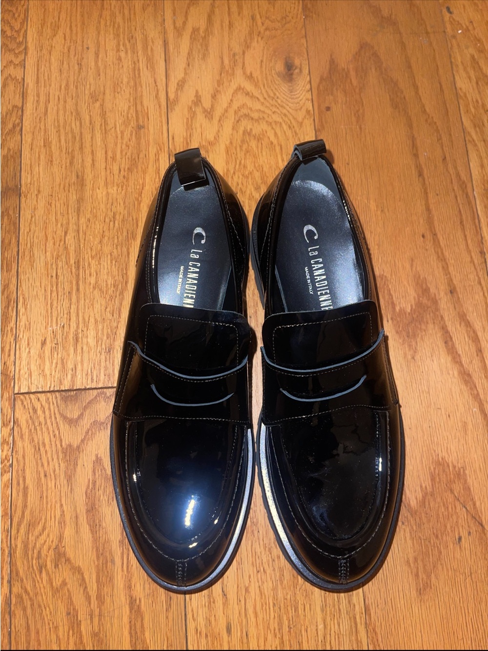 La CANADIENNE Black Patent Leather Slip-On Loafers